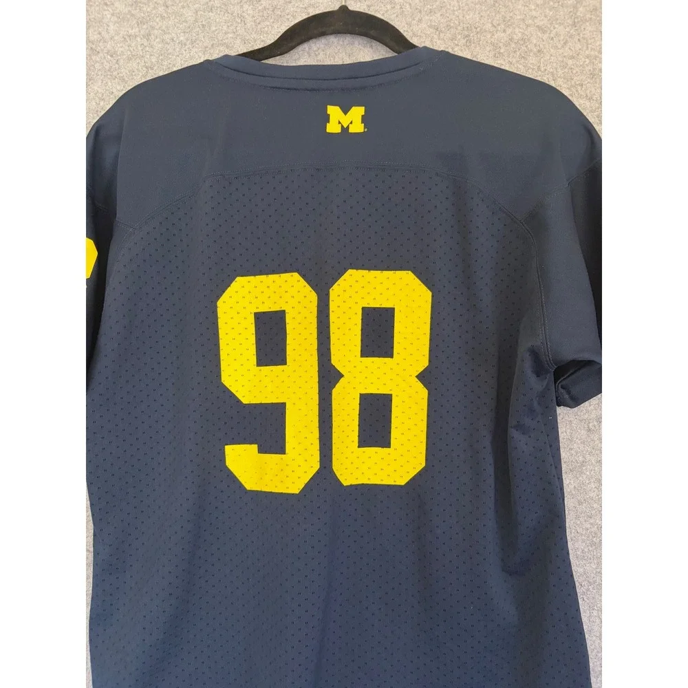 Adidas Michigan Wolverines Football Jersey Mens‎ Large Navy Blue Yellow #98 Mesh